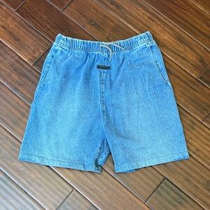 Essentials Light Blue Denim Elastic-Waist Kids Shorts